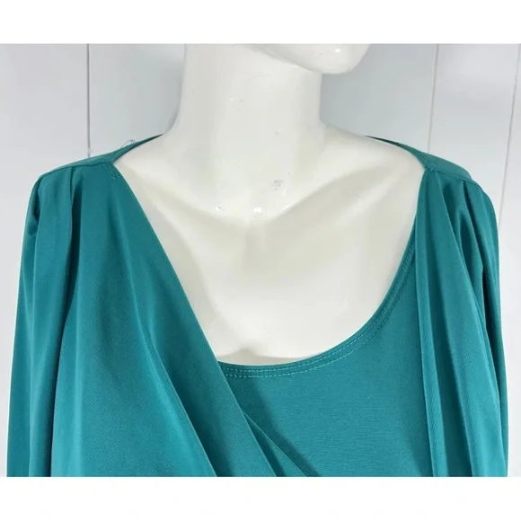 NWT Keren Hart Women’s Size L Green 3/4 Sleeve Casual Top Shirt Cocktail - Picture 2 of 6